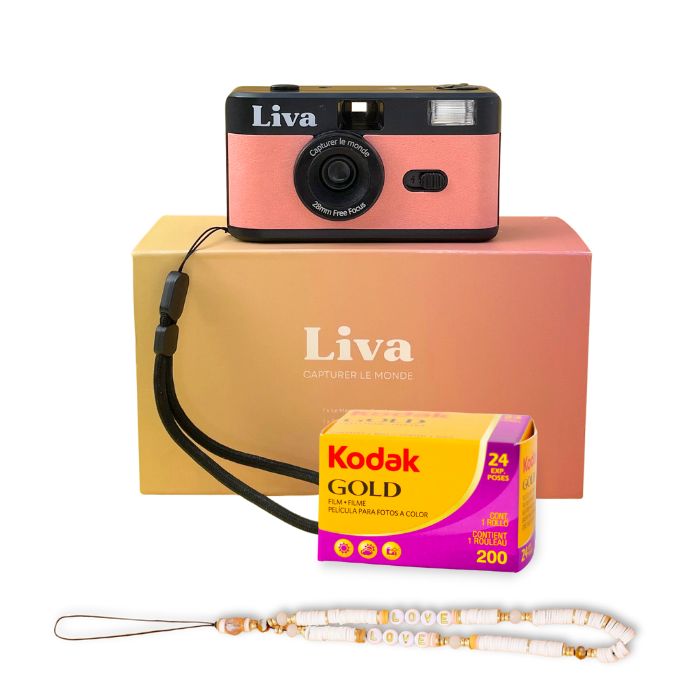 Pack Tropical Sunset - Appareil photo rechargeable avec pellicule et strap de poignet