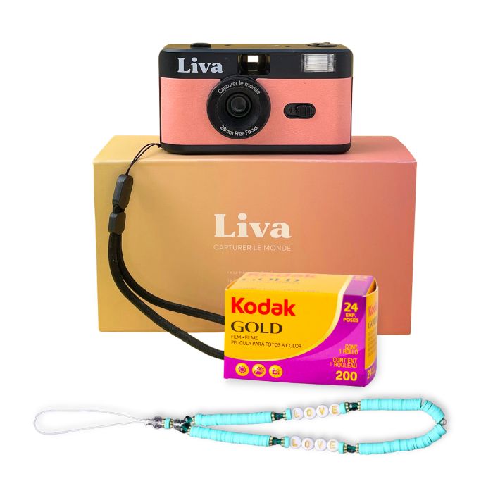 Pack Tropical Sunset - Appareil photo rechargeable avec pellicule et strap de poignet