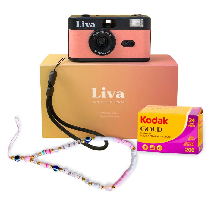 Pack Tropical Sunset - Appareil photo rechargeable avec pellicule et strap de poignet