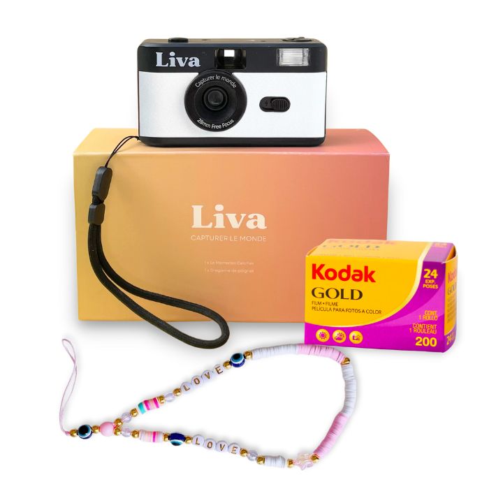 Pack Tropical Sunset - Appareil photo rechargeable avec pellicule et strap de poignet